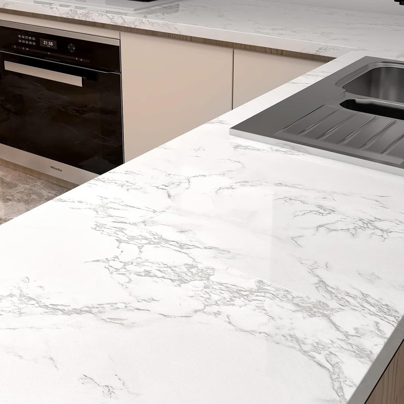 practicalWs Marble Contact Paper Peel and Stick  15.7inch?118.1inch White Gray Marble Wallpaper for Countertops Waterproof  Self Adhesive Removable Wall Paper for Kitchen Backsplash Cabinet - Image 2